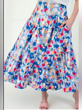 343 ❤️ EASEL PRINTED COTTON POPLIN TIERED MAX
SKIRT